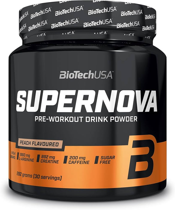 BiotechUSA Supernova, Sugar Free Pre-Workout Powder, Peach Flavoured , 282 gr