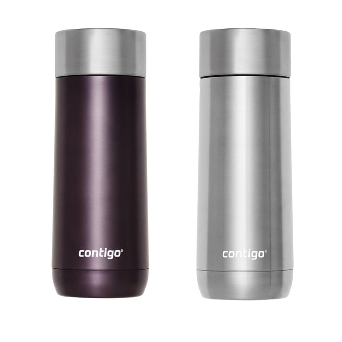 Contigo 2-Pack Luxe Travel Mug, Dark Plum & Stainless Steel , 2 x 14 oz
