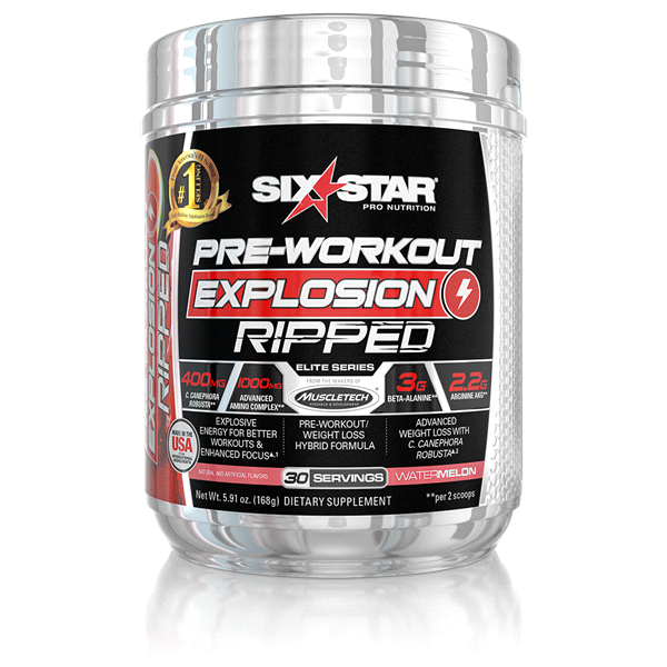 Six Star Pre-Workout Explosion Ripped, Watermelon Powder, 40 Servings , 168 gr