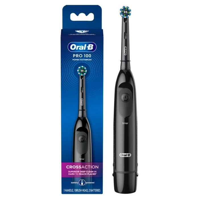 Oral-B Pro 100 Cross Action, Battery Powered Electric Toothbrush, Black, 1 pc