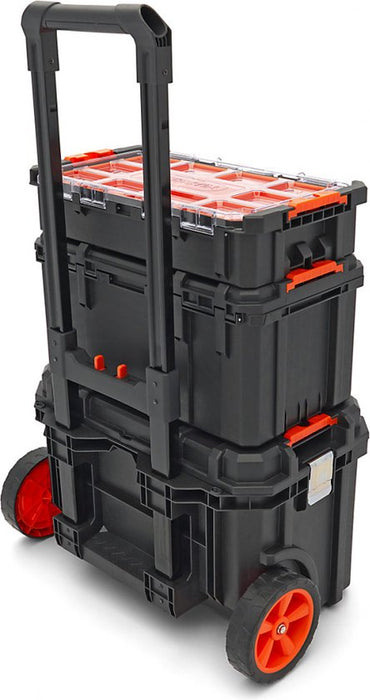 Tactix 3 Piece Modular Mobile Trolley Tool Case Set, 3 pcs