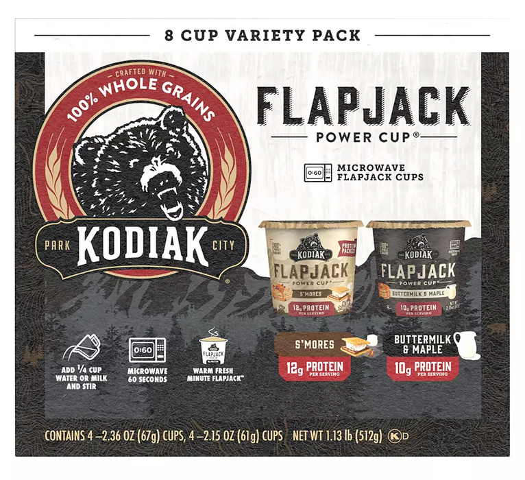 Kodiak Flapjack Power Cup, Variety Pack , 8 ct