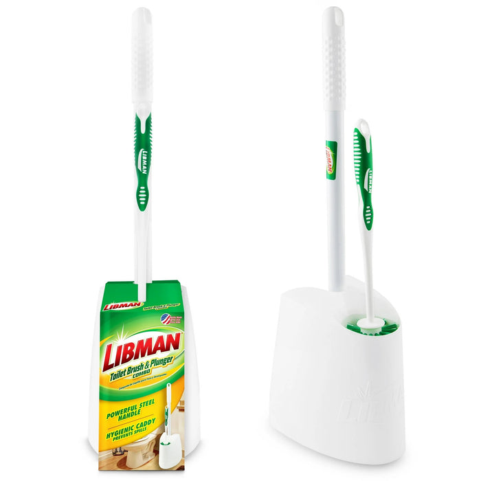 Libman Toilet Brush & Plunger Combo Green Fibers, 2 pcs