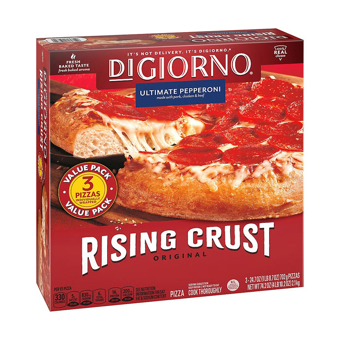 DiGiorno Rising Crust Pepperoni Pizza, 3 x 24.7 oz