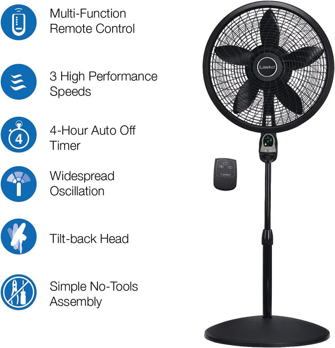 Lasko 18 inch 1843 Elegance and Performance Pedestal Fan with Remote Control,