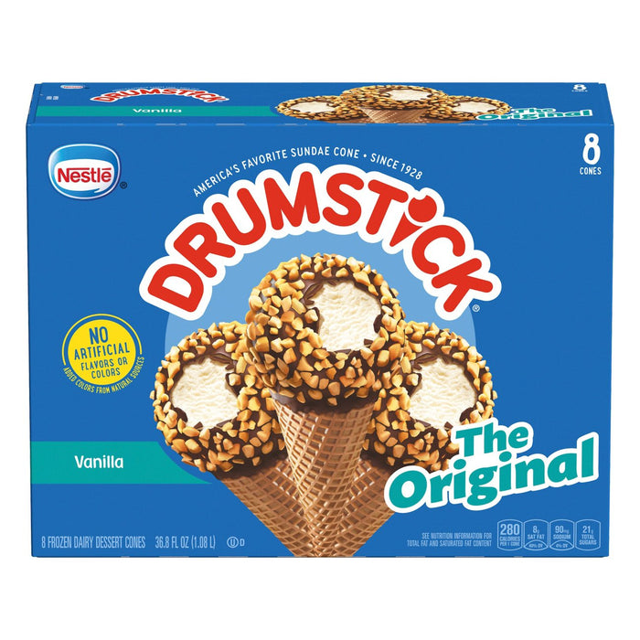 Nestle Drumstick Original Vanilla Cones , 8 ct