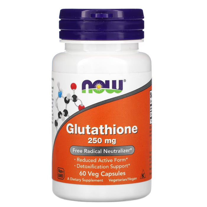 NOW Supplements Glutathione, 250 mg, 60 Veg Capsules, 60 ct