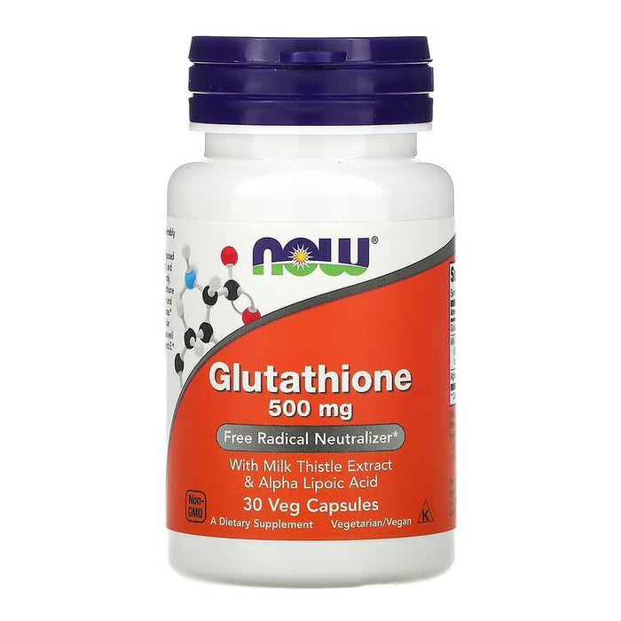 NOW Supplements Glutathione, 500 mg, 30 Veg Capsules, 30 ct