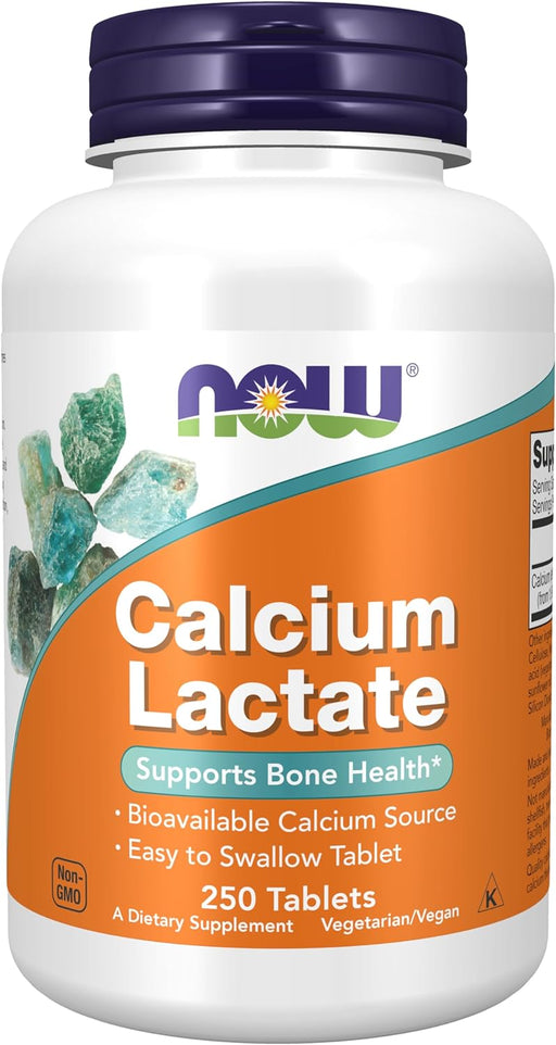 NOW Supplements, Calcium Lactate, Supports Bone Health, Easy to Swallow Tablet, 250 ct