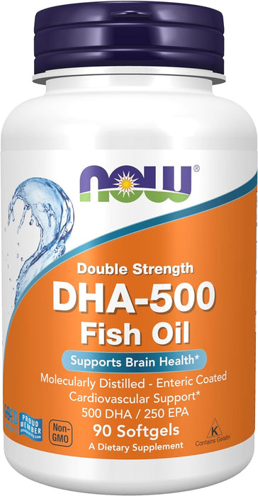 Now Supplements DHA-500 Fish Oil For Brain Health Softgels, 90 ct