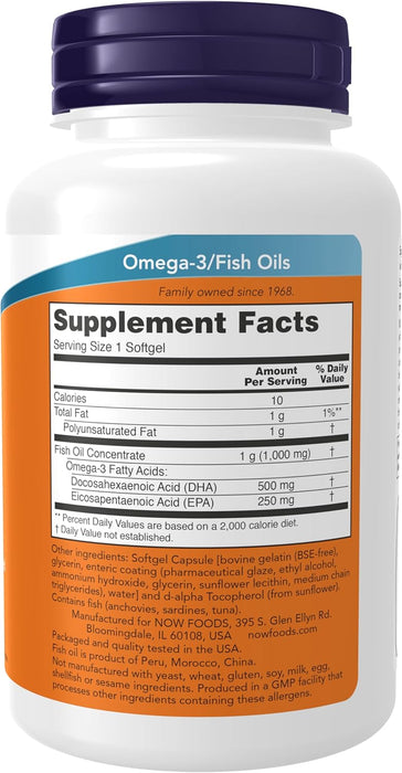 Now Supplements DHA-500 Fish Oil For Brain Health Softgels, 90 ct