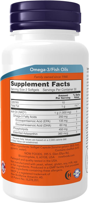 Now Supplements Krill Oil 500MG Softgels , 60 ct