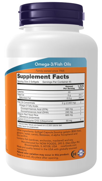 Now Supplements Red Omega Fish Oil Softgels, 90 ct
