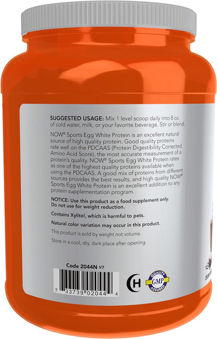 Now Sports Nutrition, Egg White Protein, 20 g With BCAAs, Creamy Chocolate Powder, 1.5-Pound, 1.5 lbs