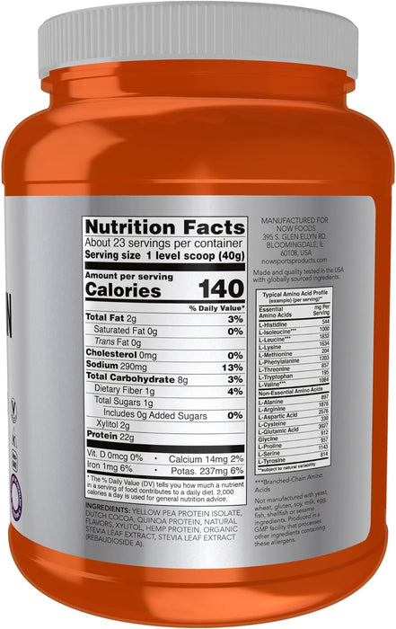 Now Sports Nutrition, Plant Protein Complex 22 Grams, Chocolate Mocha Powder, 2-Pound, 2 lbs