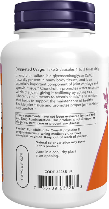 Now Supplements, Chondroitin Sulfate 600 mg, Joint Health, 120 Capsules, 120 ct