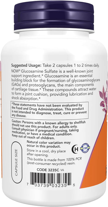 Now Supplements, Glucosamine Sulfate 750 mg, with UL Dietary Supplement Certification, 120 Veg Capsules, 120 ct