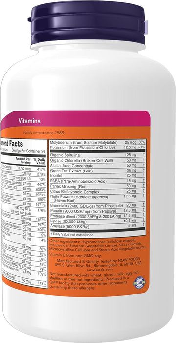 Now Supplements, EcoGreen Multi Vitamin with Green Superfoods, Iron-Free 180 Veg Capsules, 180 ct