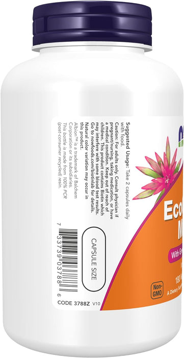 Now Supplements, EcoGreen Multi Vitamin with Green Superfoods, Iron-Free 180 Veg Capsules, 180 ct