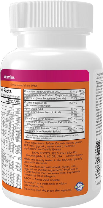 Now Supplements, Liquid Multi Gels with Lutein and Lycopene, plus Flax Seed Oil, 60 Softgels, 60 ct