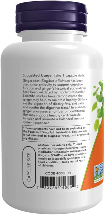 Now Supplements, Ginger Root 550 mg, Digestive Support, 100 Veg Capsules, 100 ct