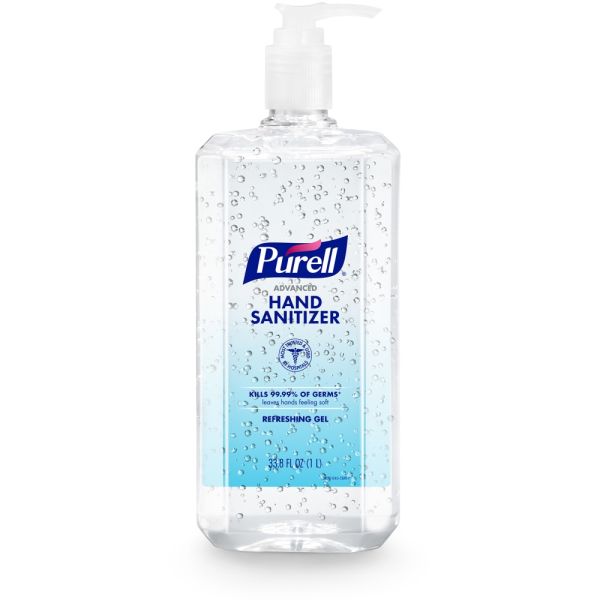 Purell Advanced Hand Sanitizer Refreshing Pump Bottle Gel, Clean Scent, 1 L