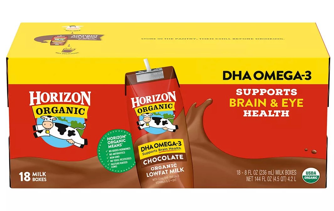 Horizon Organic DHA Omega-3 Chocolate Low-Fat Milk, 18-Pack  , 18 x 8 oz