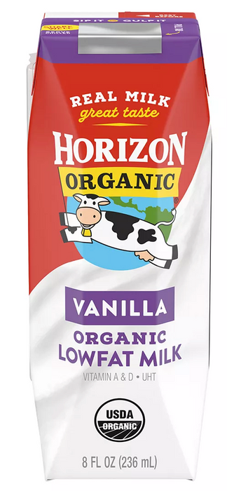 Horizon Organic Vanilla Low-Fat Milk, 18-Pack , 18 x 8 oz