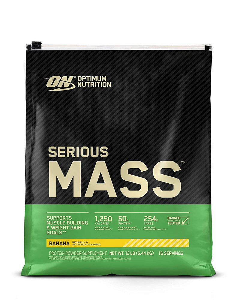 Optimum Nutrition Serious Mass Protein Powder, Banana Flavor , 12 lbs