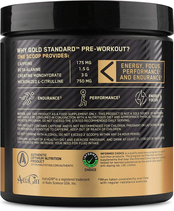 Optimum Nutrition Gold Standard Pre-Workout, Blueberry Lemonade Flavor , 300 gr