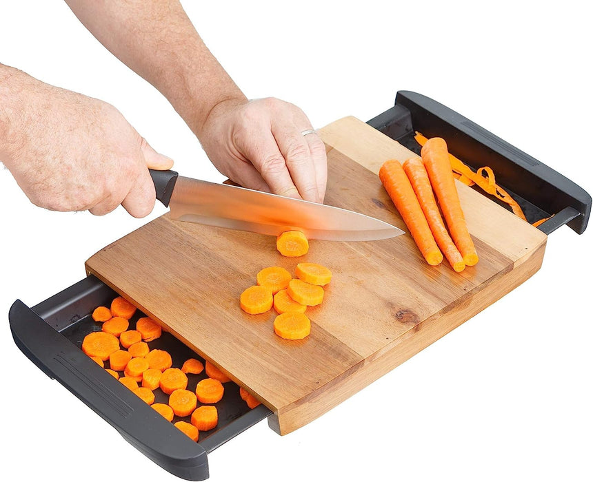 Glad Acacia Wood Cutting Board with Slide Out Trays, 1 pc