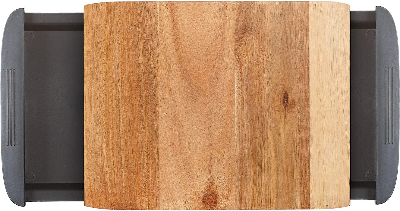 Glad Acacia Wood Cutting Board with Slide Out Trays, 1 pc