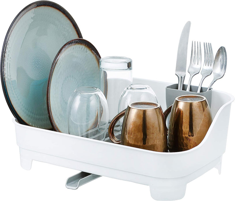 Glad Dish Rack with Drainer, Kitchen Sink Organizer with Cutlery Tray, 360 Degree Drain Spout Keeps Countertop Dry , 1 pc