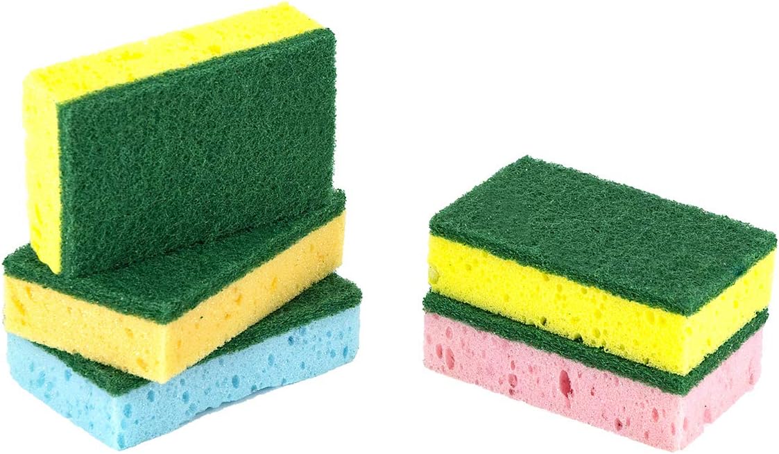 Pine-Sol Heavy Duty Sponge with Scrubber & Dual-Sided, Easily Cleans & Scrubs Stuck-On Grime, Oil, Grease & Burnt on Food, 5 pcs