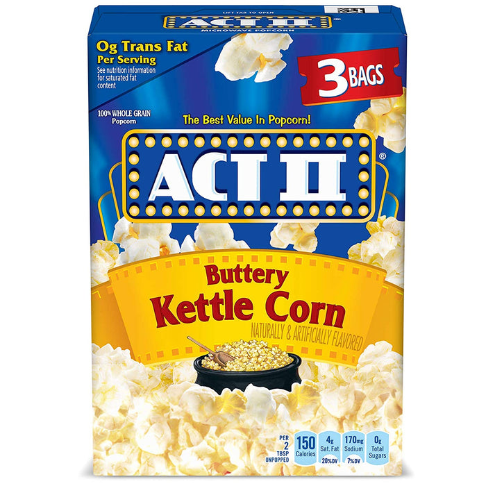 Act II Buttery Kettle Corn , 3  x 2.75 oz