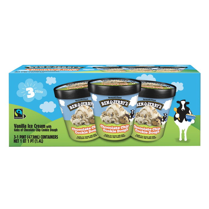 Ben & Jerry's 3-Pack Chocolate Chip Cookie Dough Pint, 3 x 1 Pint