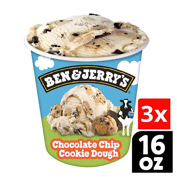 Ben & Jerry's 3-Pack Chocolate Chip Cookie Dough Pint, 3 x 1 Pint