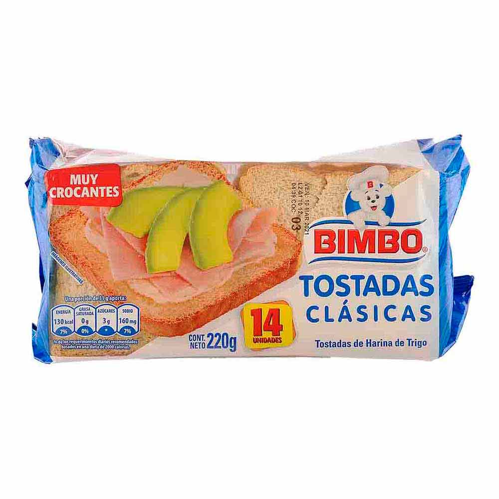 Bimbo Toasted Classic Bread Loafs , 220 gr — Goisco.com