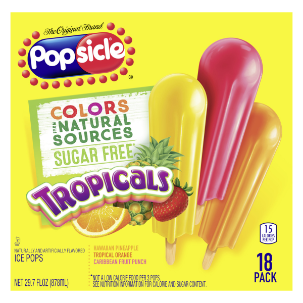 Popsicle Sugar Free Tropical Ice Pops , 18 ct