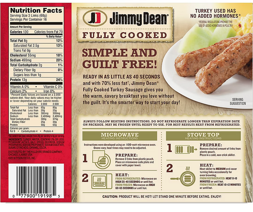 Jimmy Dean Turkey Sausage Links, 48 ct