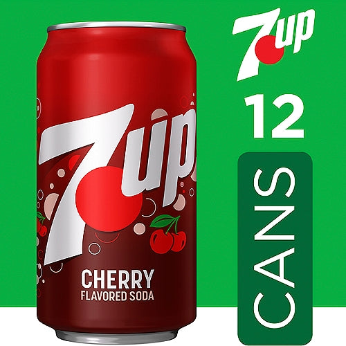 7UP Cherry Soda Cans, 12-Pack, 12 x 12 oz