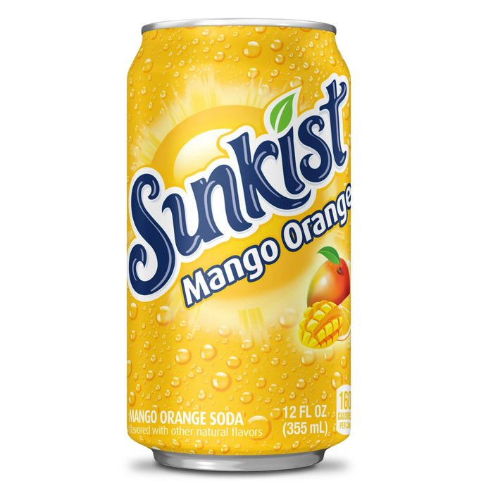 Sunkist Caffeine Free Mango Orange Soda Pop Cans, 12-Pack, 12 x 12 oz