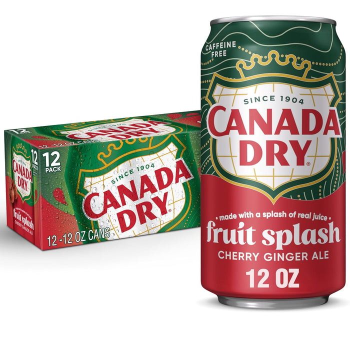 Canada Dry Fruit Splash Cherry Ginger Ale Soda Cans, 12-Pack , 12 x 12 oz