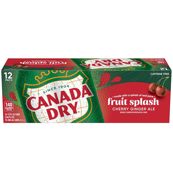 Canada Dry Fruit Splash Cherry Ginger Ale Soda Cans, 12-Pack , 12 x 12 oz