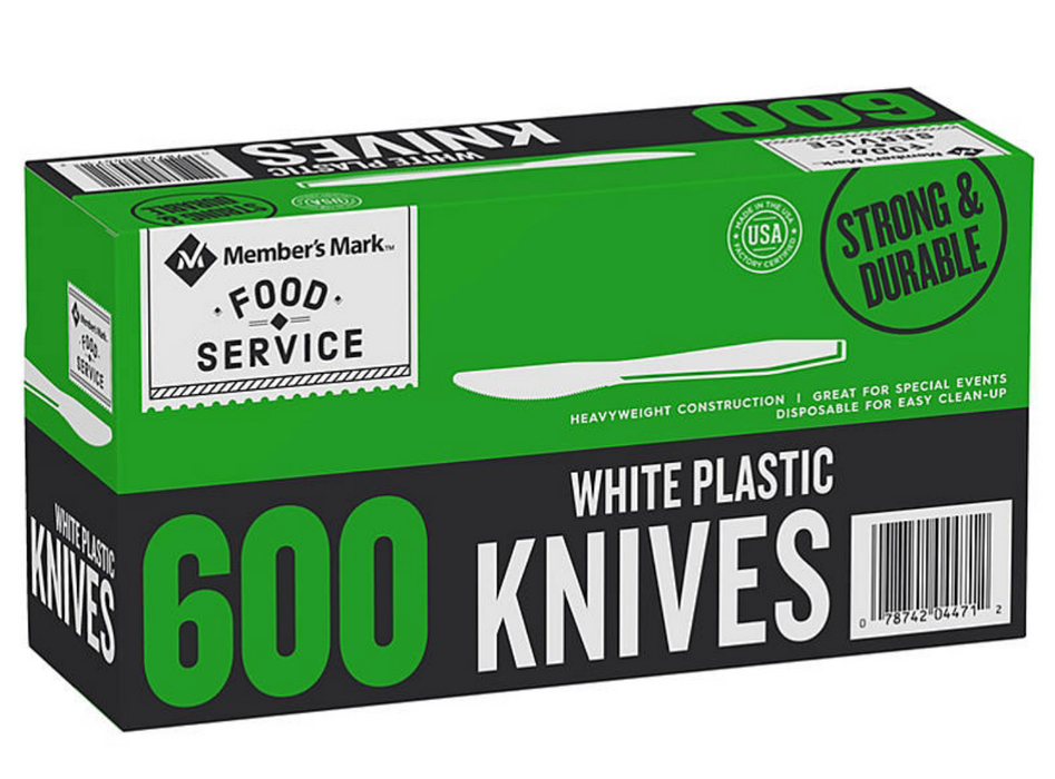 Member's Mark Plastic Knives, Heavyweight, White , 600 ct