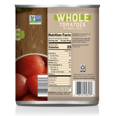 Member's Mark Whole Peeled Tomatoes In Tomato Juice, 102 oz