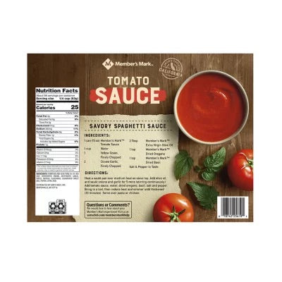 Member's Mark Tomato Sauce, 12-Pack, 12 x 15 oz