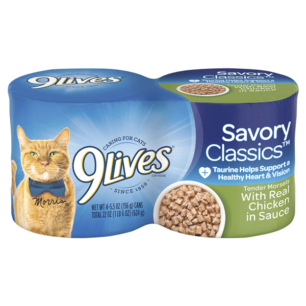 9 Lives Tender Morsels With Real Chicken In Sauce Wet Cat Food, 4-Pack, 4 x 5.5 oz