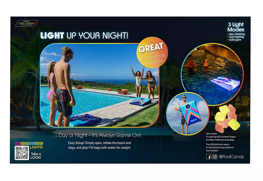 Pool Candy Illuminated Inflatable LED Cornhole Game , 2 ct