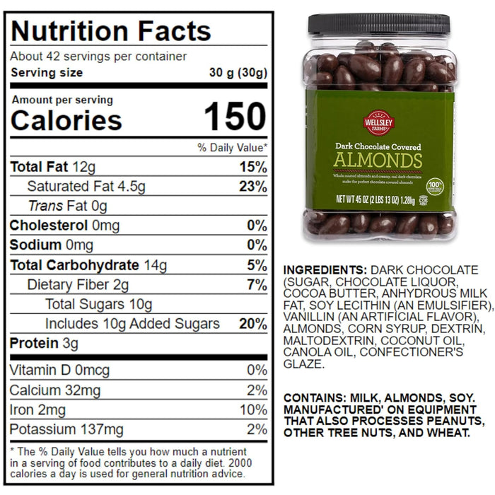 Wf Almonds Dark Chocolate Covered, 1.25 KG